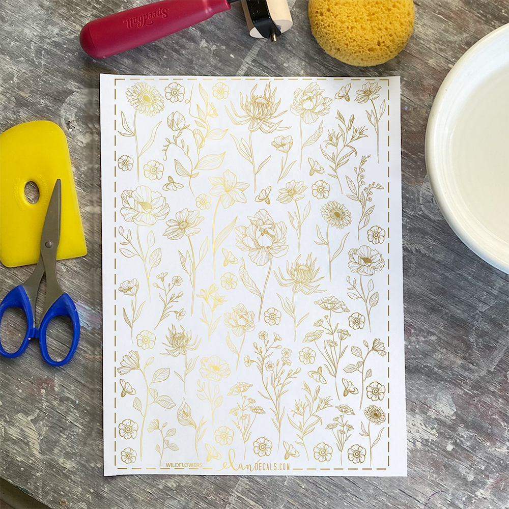 Wildflowers - 24K GOLD - Overglaze Decal Sheet