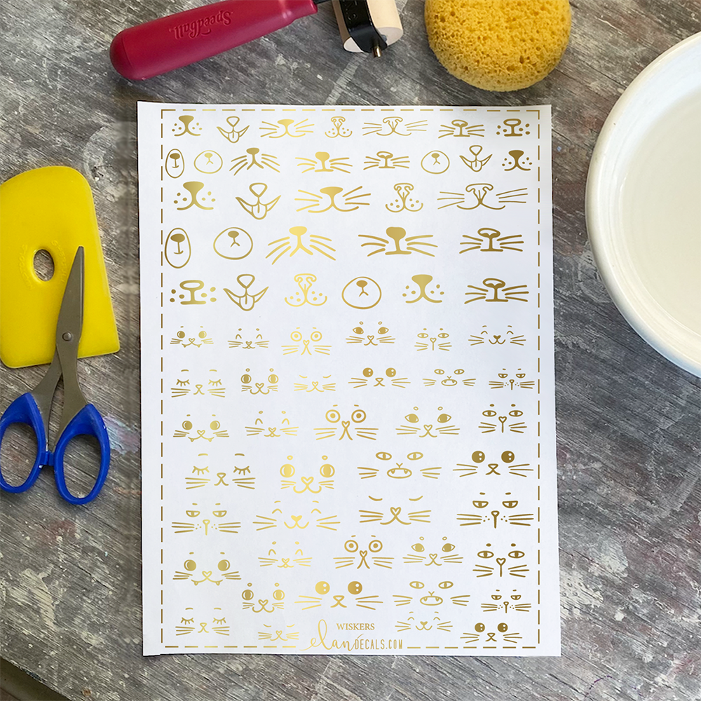 Whiskers - 24K GOLD - Overglaze Decal Sheet
