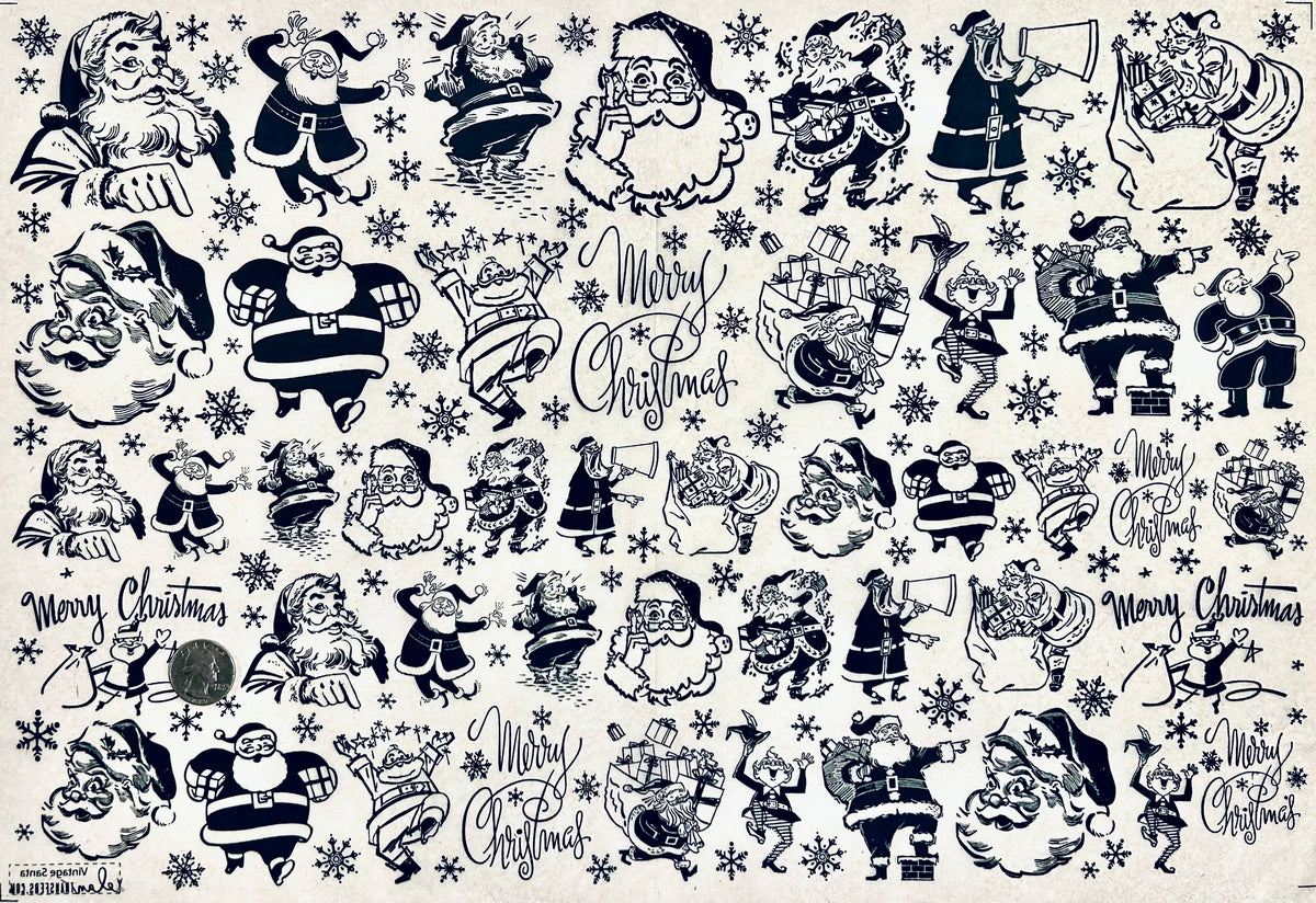 Vintage Santa - Underglaze Transfer Sheet - You Choose Color