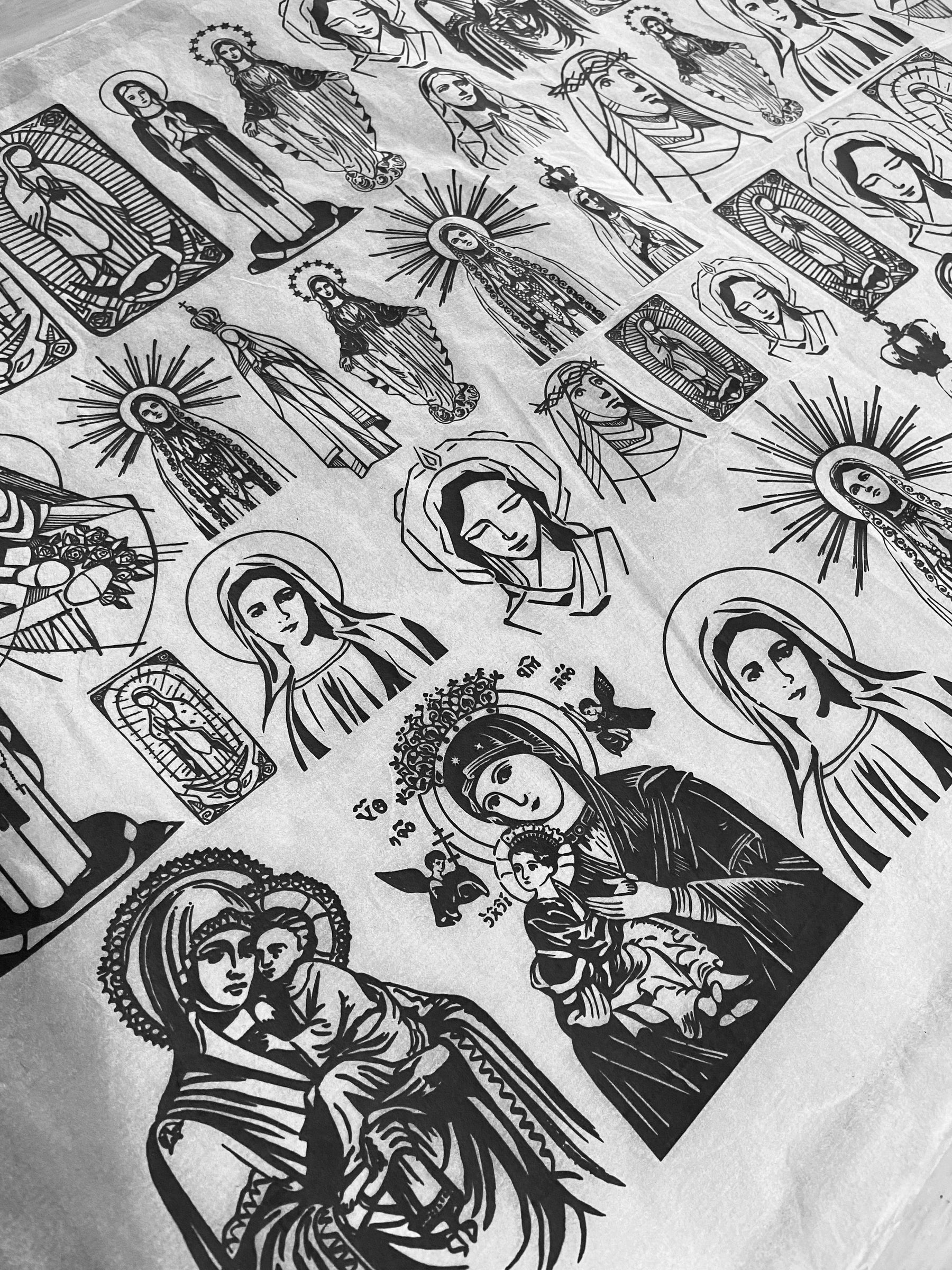 Virgin Mary - Underglaze Transfer Sheet - Black