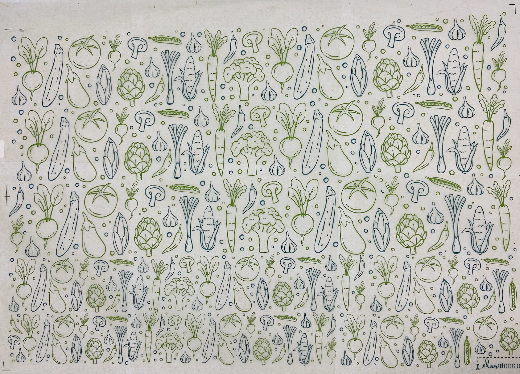 Vegetables - Underglaze Transfer Sheet - Multi Colored