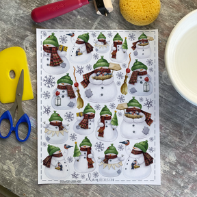 Snowman Green Hats - Overglaze Decal Sheet