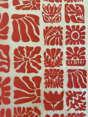 Wood Block Flowers - Underglaze Transfer Sheet - You Choose Color