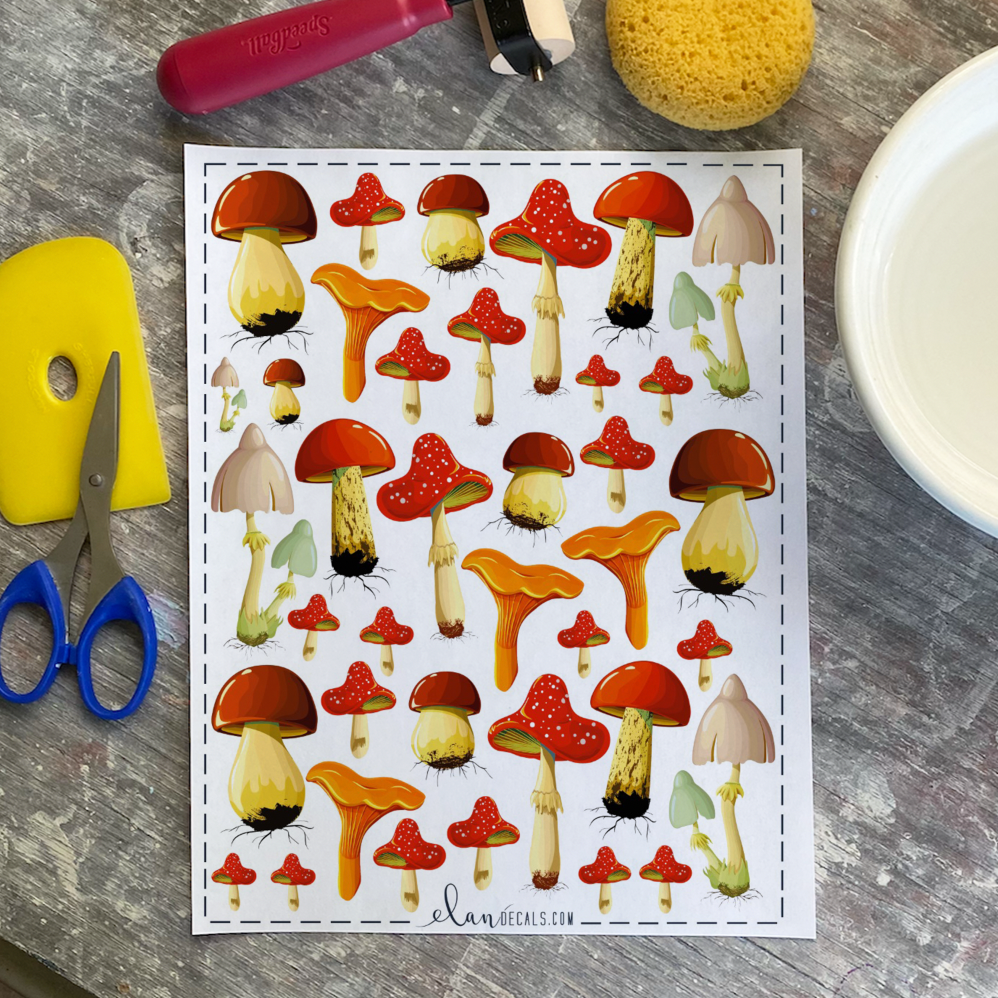 Mushrooms (Red Cap) - Overglaze Decal Sheet