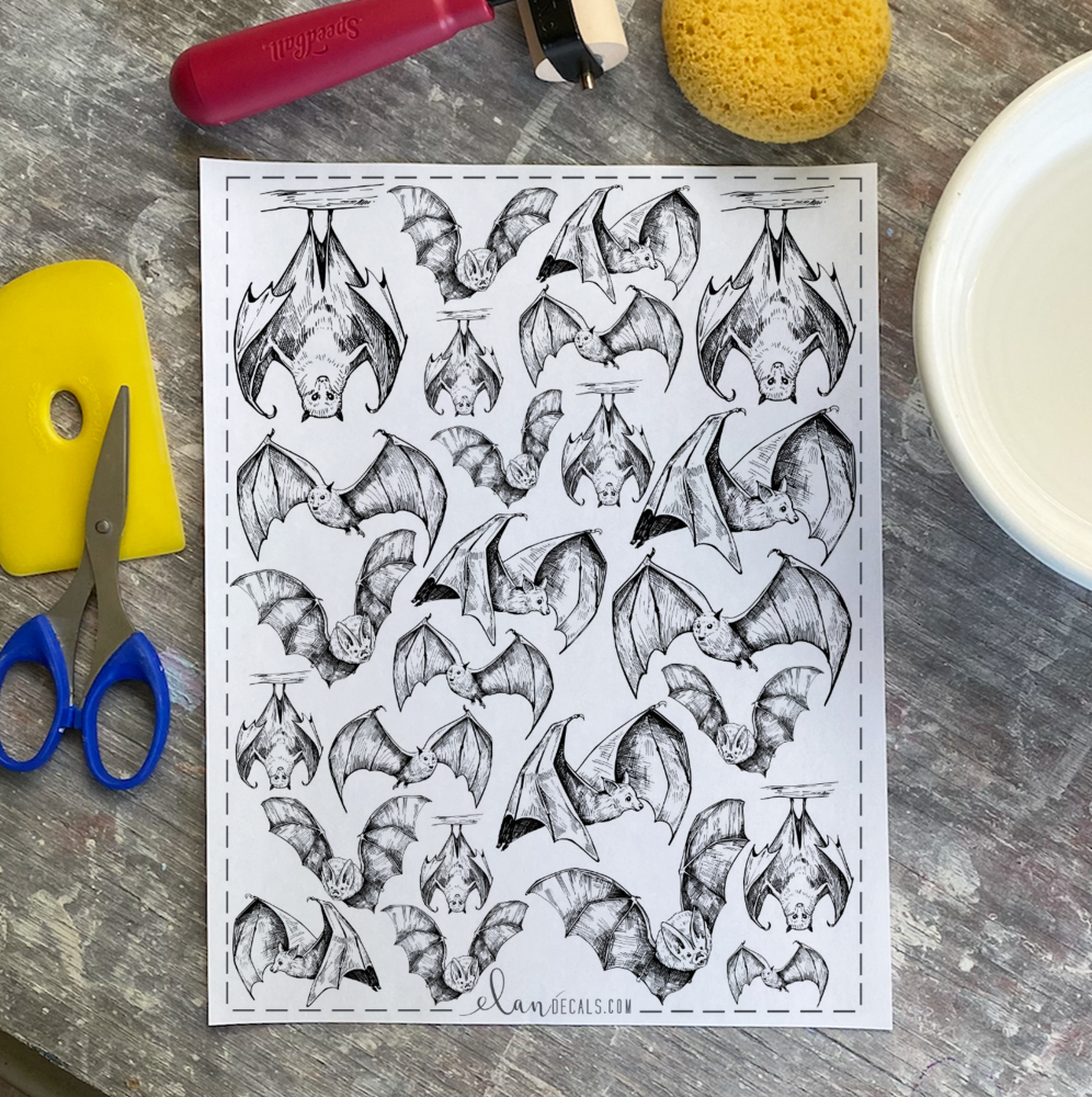 Bats Sketchy - Overglaze Decal Sheet