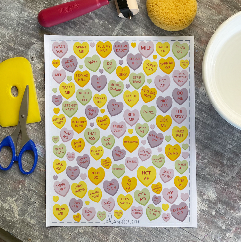 Conversation Hearts - Overglaze Decal Sheet