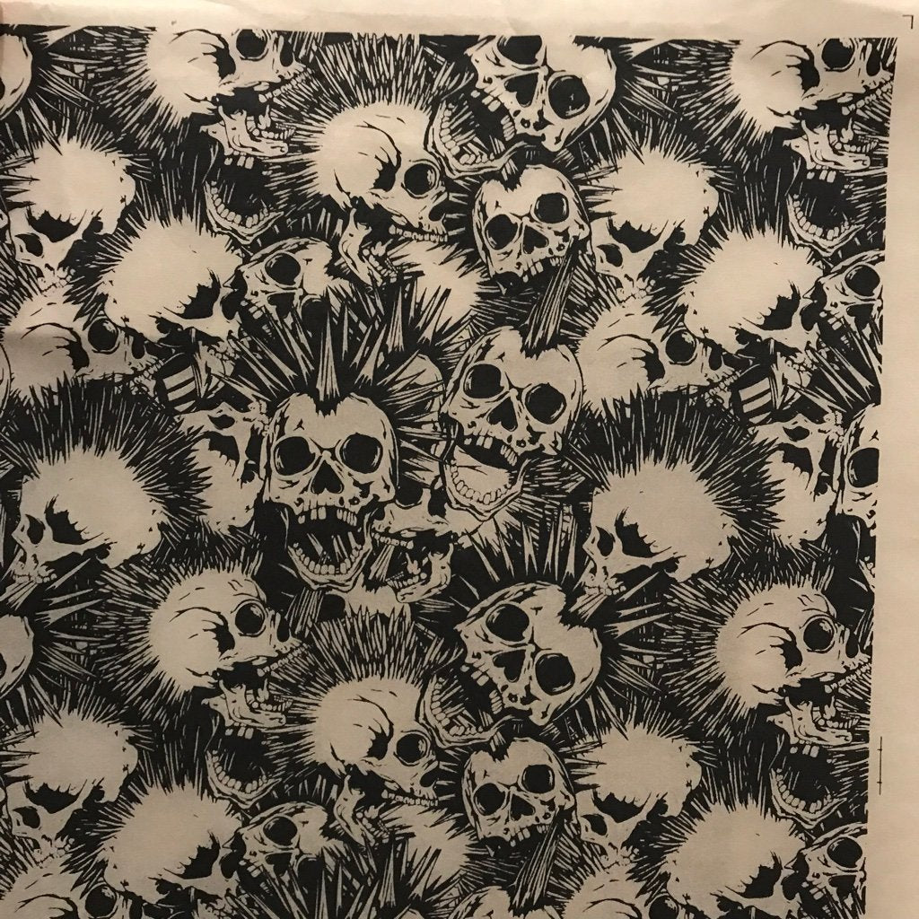 Mohawk Skull - Underglaze Transfer Sheet - Black