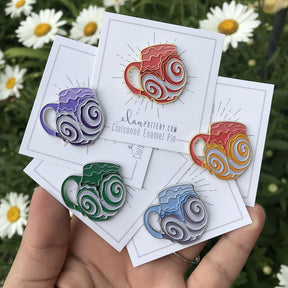 Swirl Mug Enamel Pin (You Choose Color)