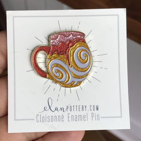 Glitter Swirl Mug Enamel Pin (You Choose Color)